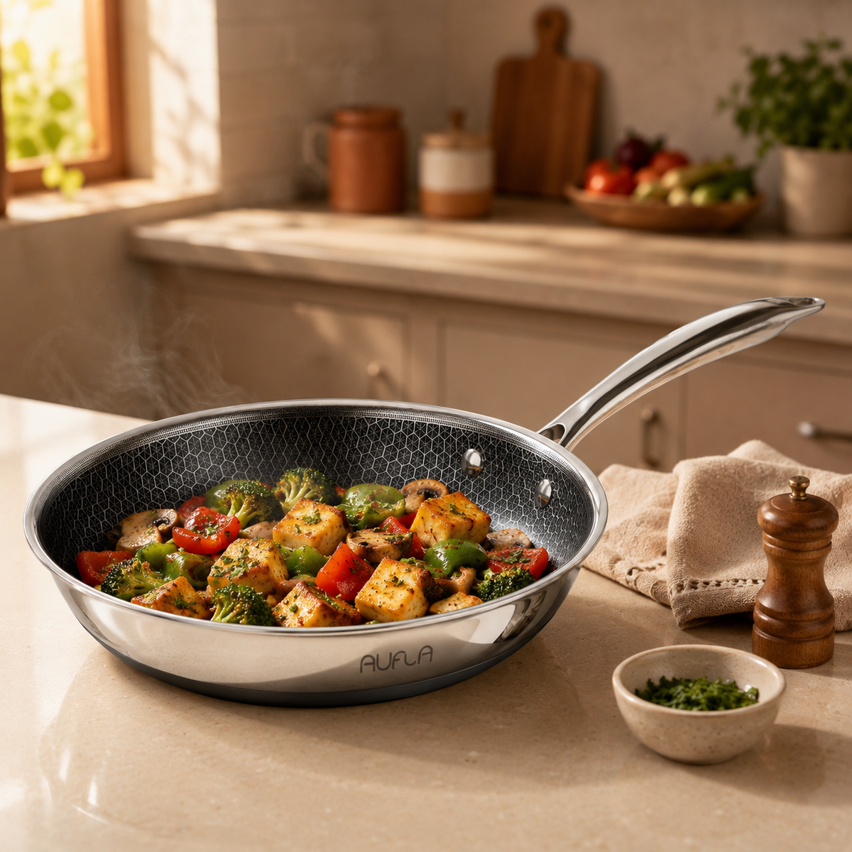 Honeycomb Non-Stick Stainless-Steel Fry Pan
