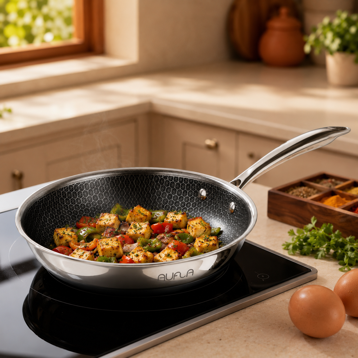 Honeycomb Non-Stick Stainless-Steel Fry Pan