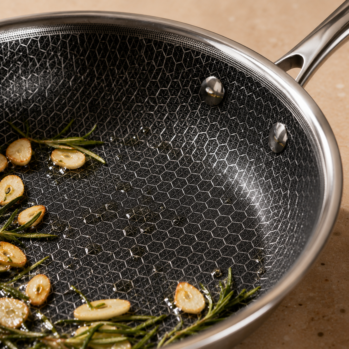 Honeycomb Non-Stick Stainless-Steel Fry Pan