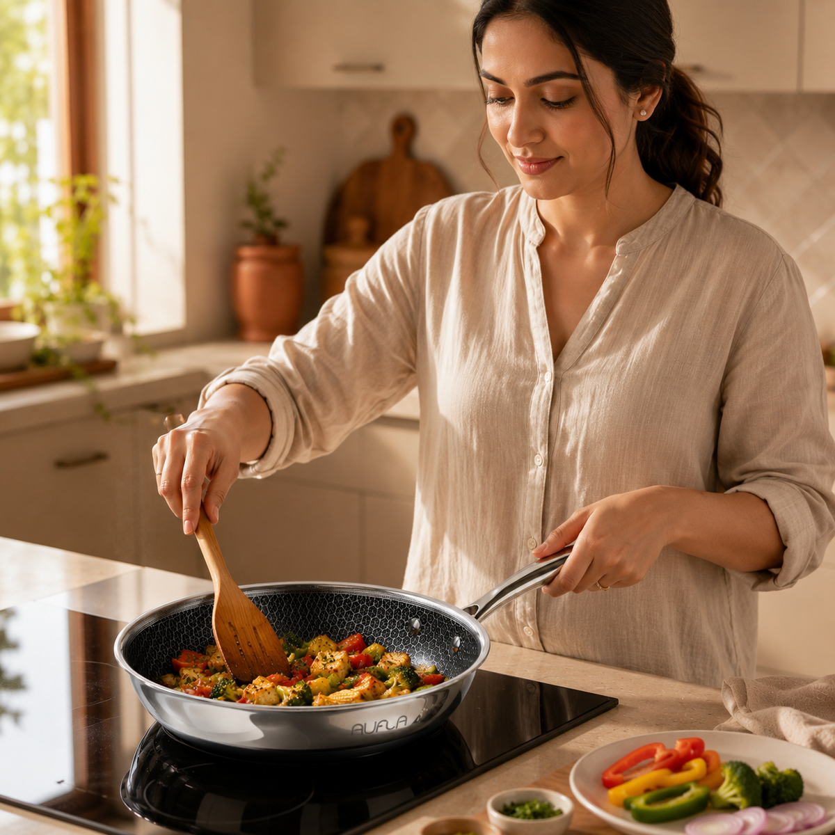 Honeycomb Non-Stick Stainless-Steel Fry Pan