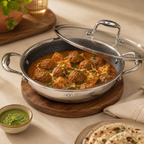Honeycomb Non-Stick Stainless-Steel Kadhai/Wok with Glass Lid